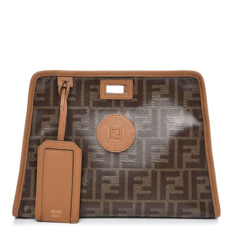 fendi zucca spalmati peekaboo defender cover|FENDI Glazed Fabric Vitello Century FF 1974 Stamp Patch Mini .